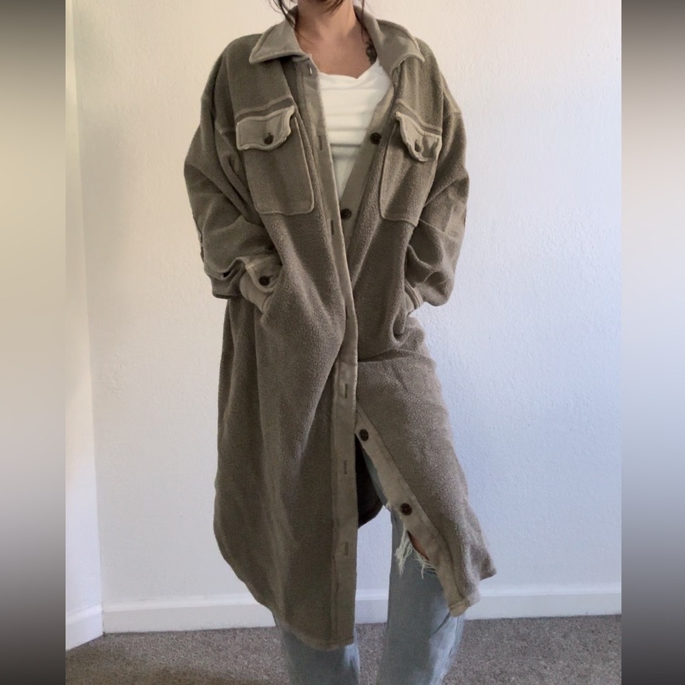 Free People Olive Teddy Jacket
